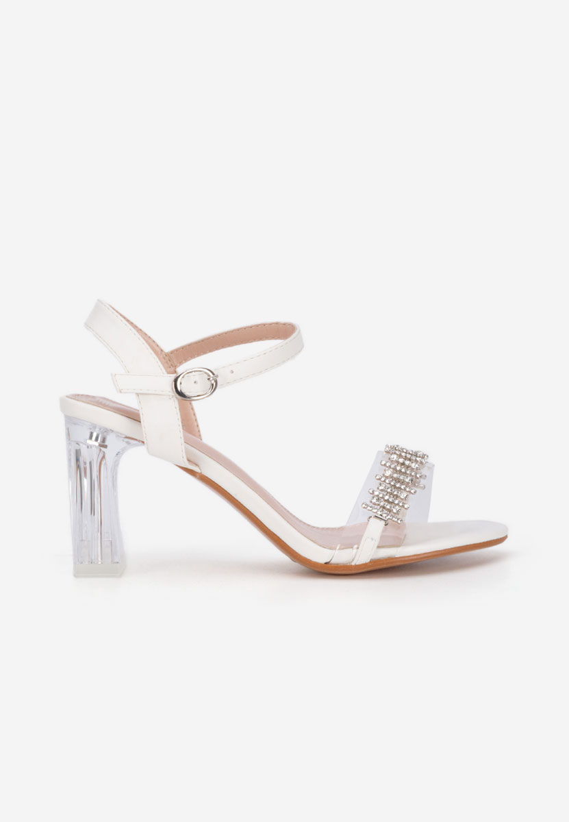 Białe sandały na słupku Kalistia