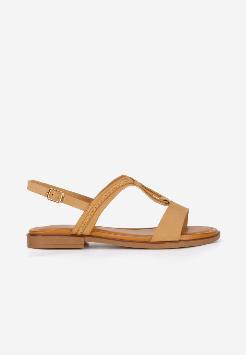 Khaki sandały płaski Colida