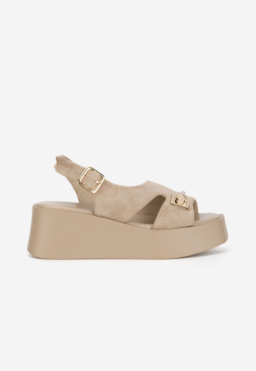 Khaki sandały na koturnie Levy