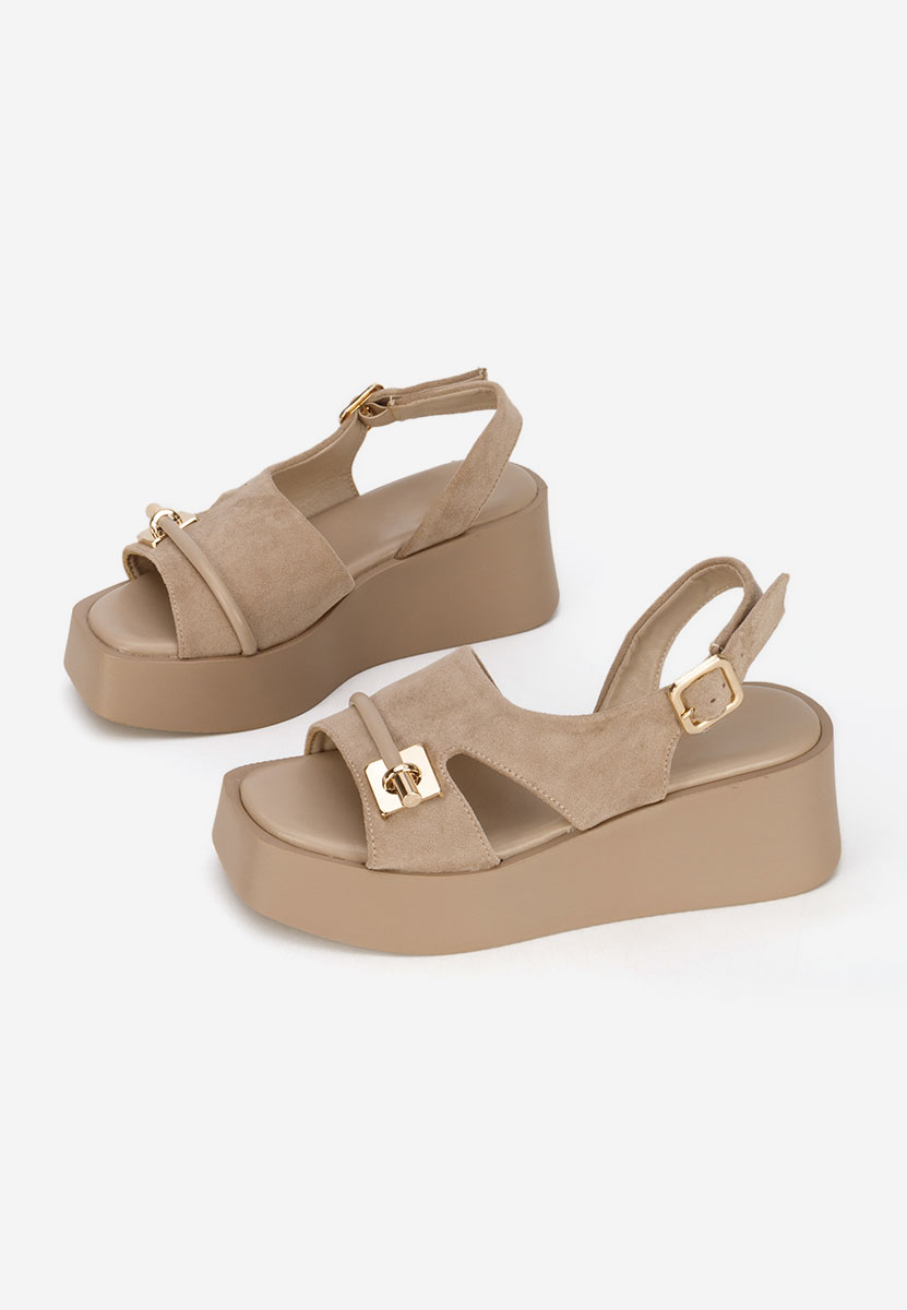 Khaki sandały na koturnie Levy