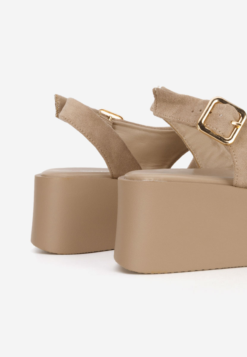 Khaki sandały na koturnie Levy