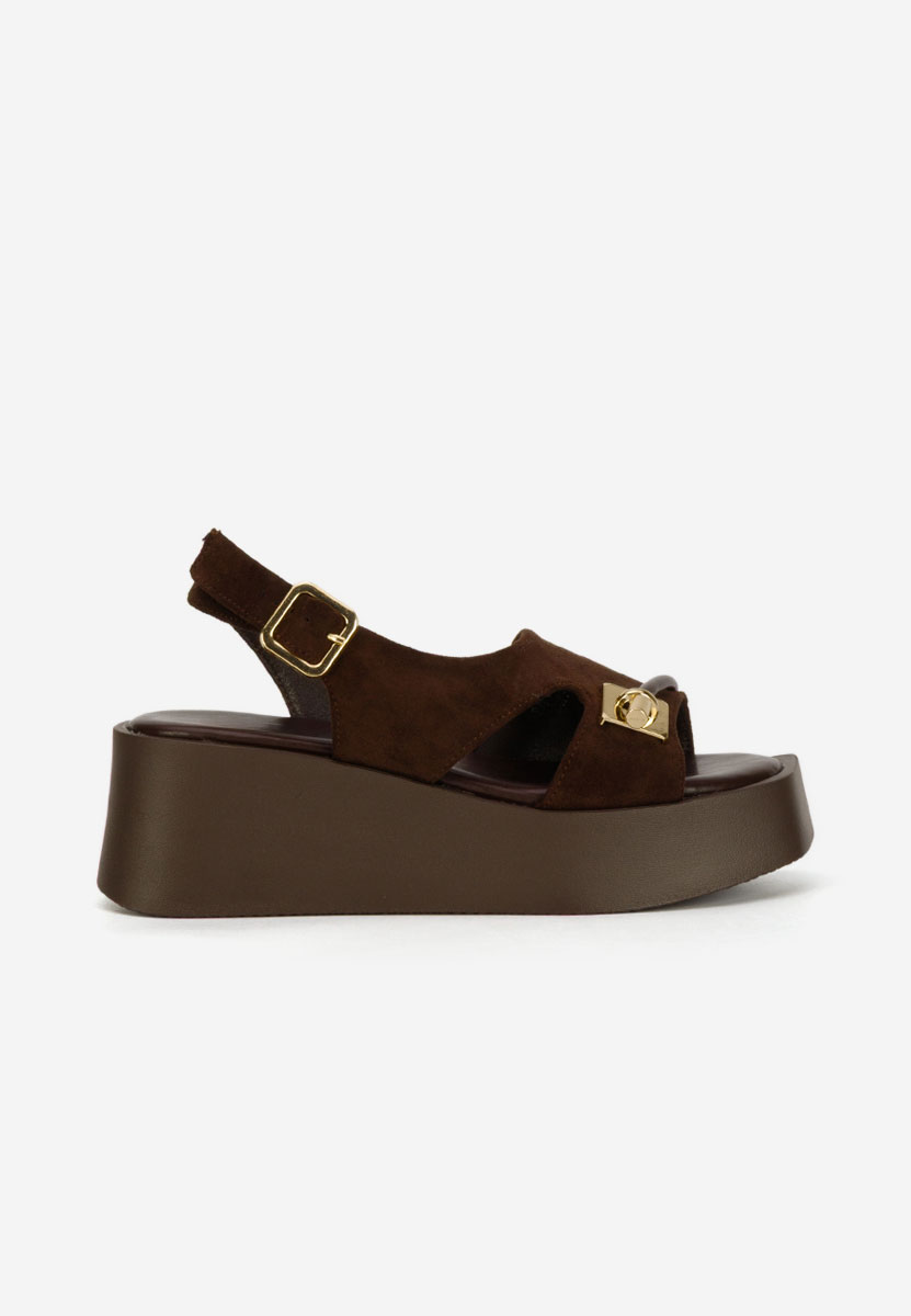 Brązowe sandały na platformie Levy