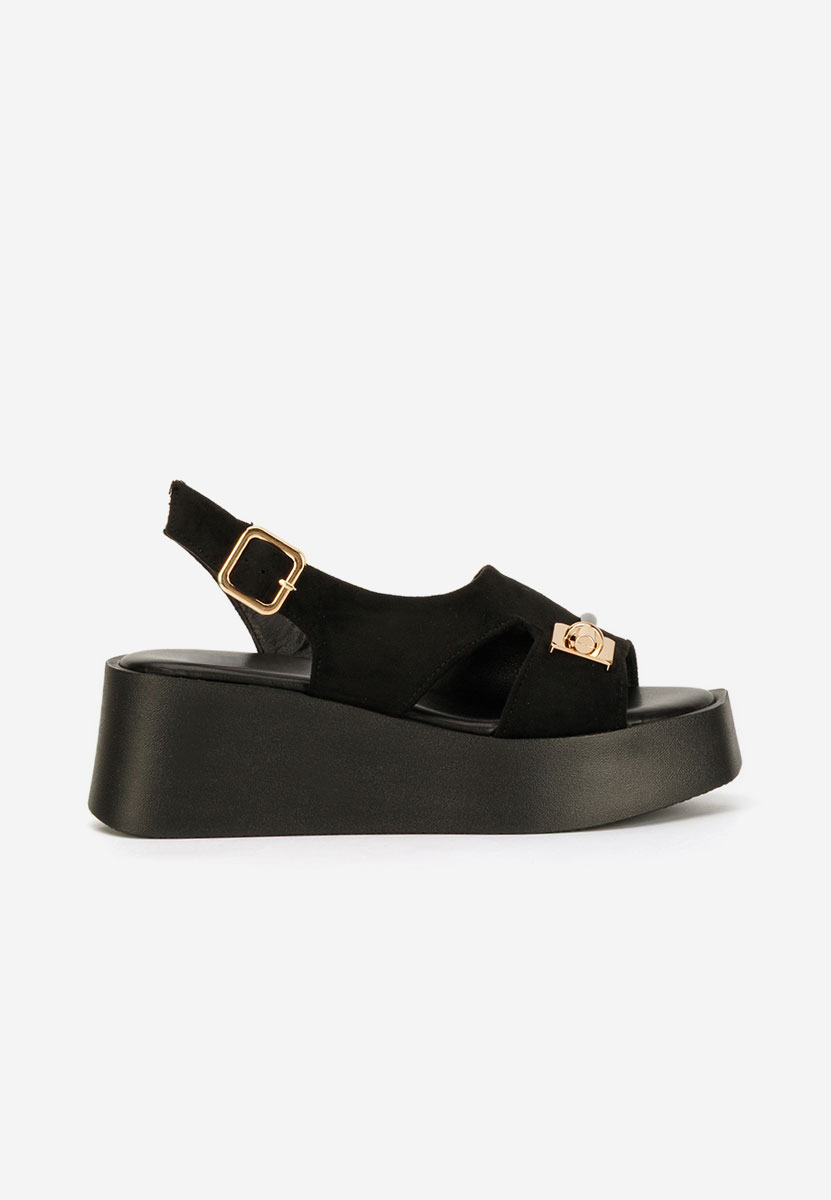 Czarne sandały na platformie Levy