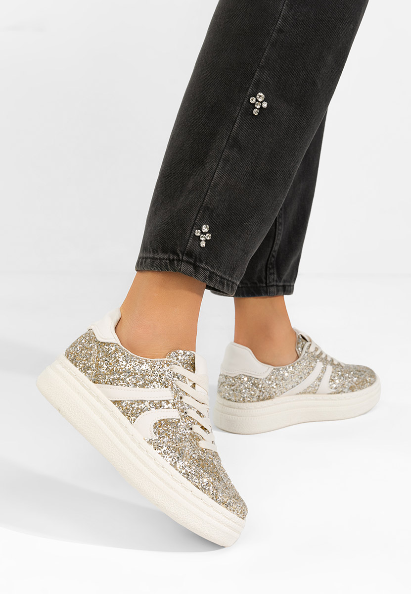 Złote sneakersy damskie Zareena