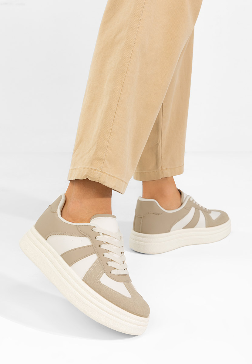 Khaki sneakersy na platformie Serinia