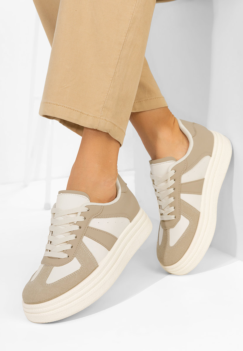 Khaki sneakersy na platformie Serinia
