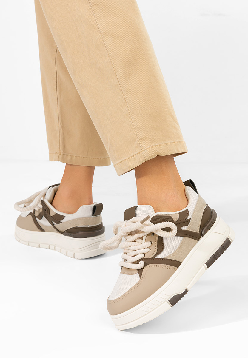 Khaki sneakersy na platformie Rosallia