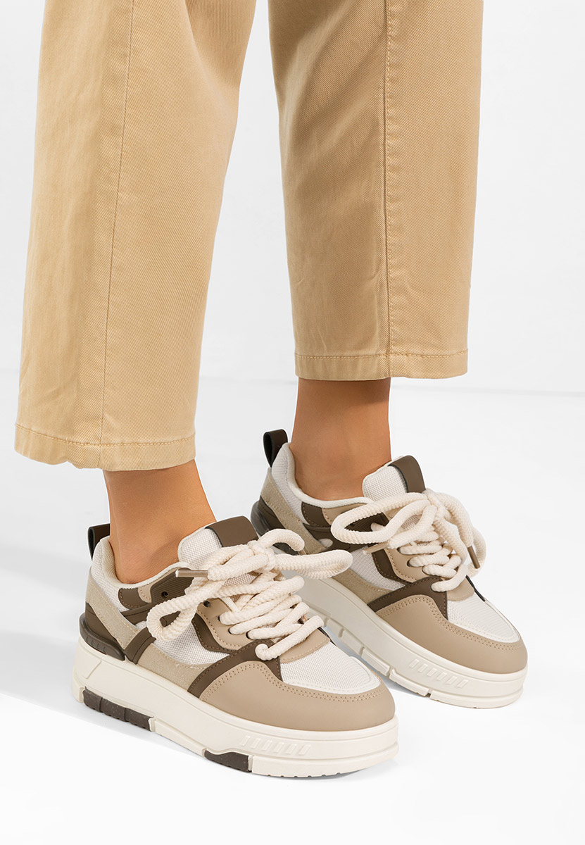 Khaki sneakersy na platformie Rosallia