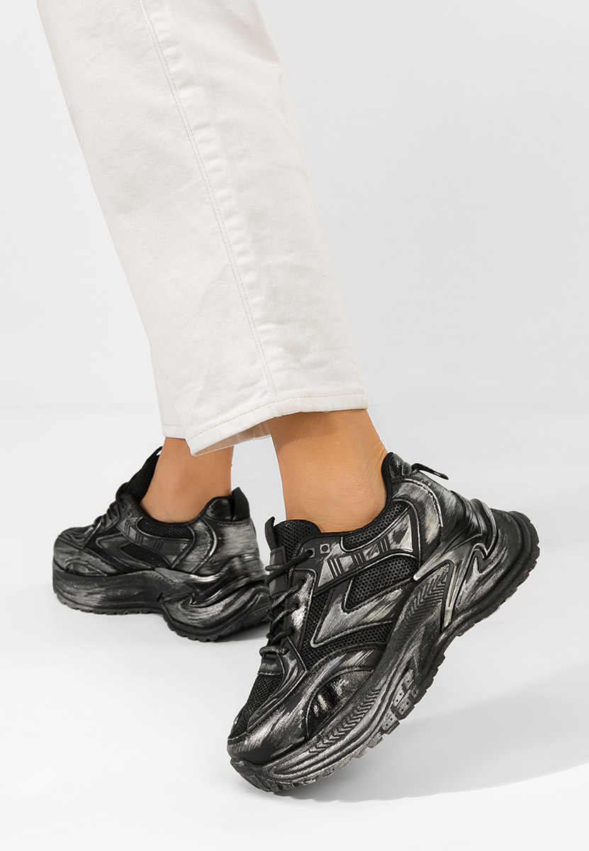 Czarne sneakersy na koturnie Kellee