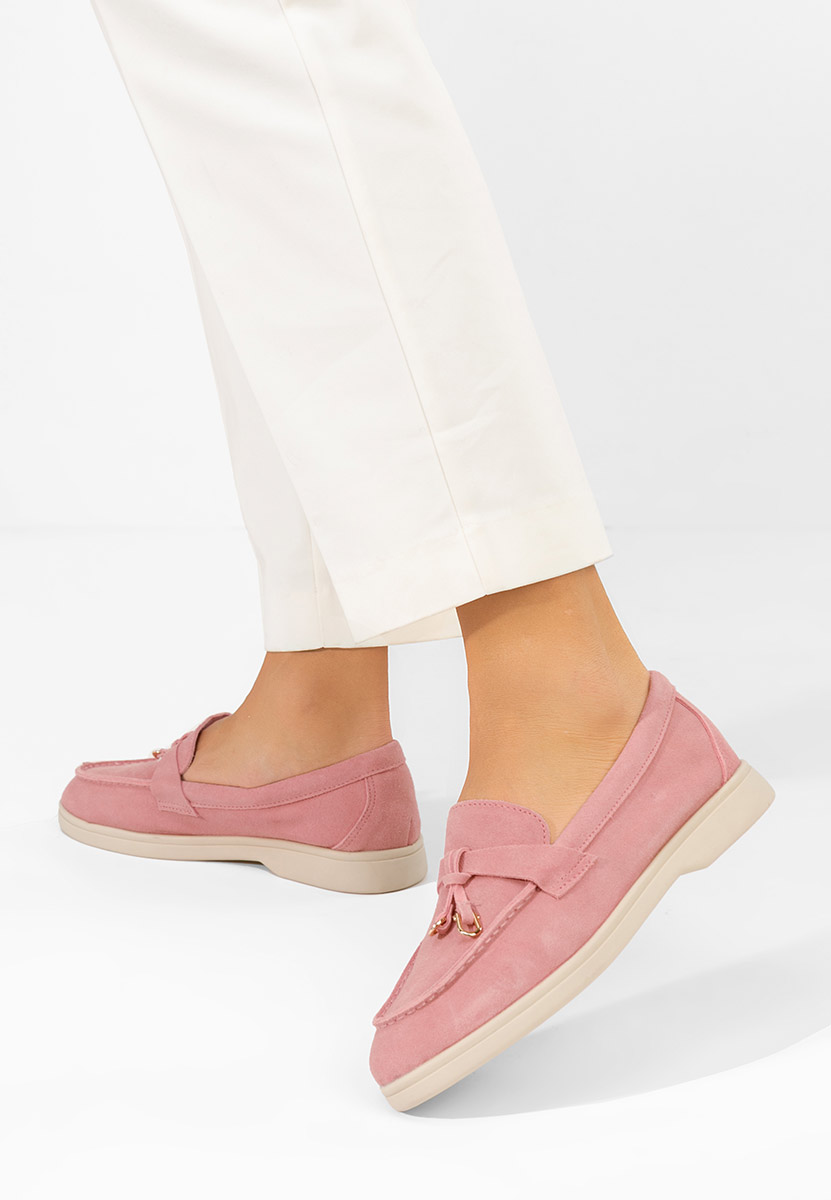 Różowe mokasyny zamszowe damskie Ortansa