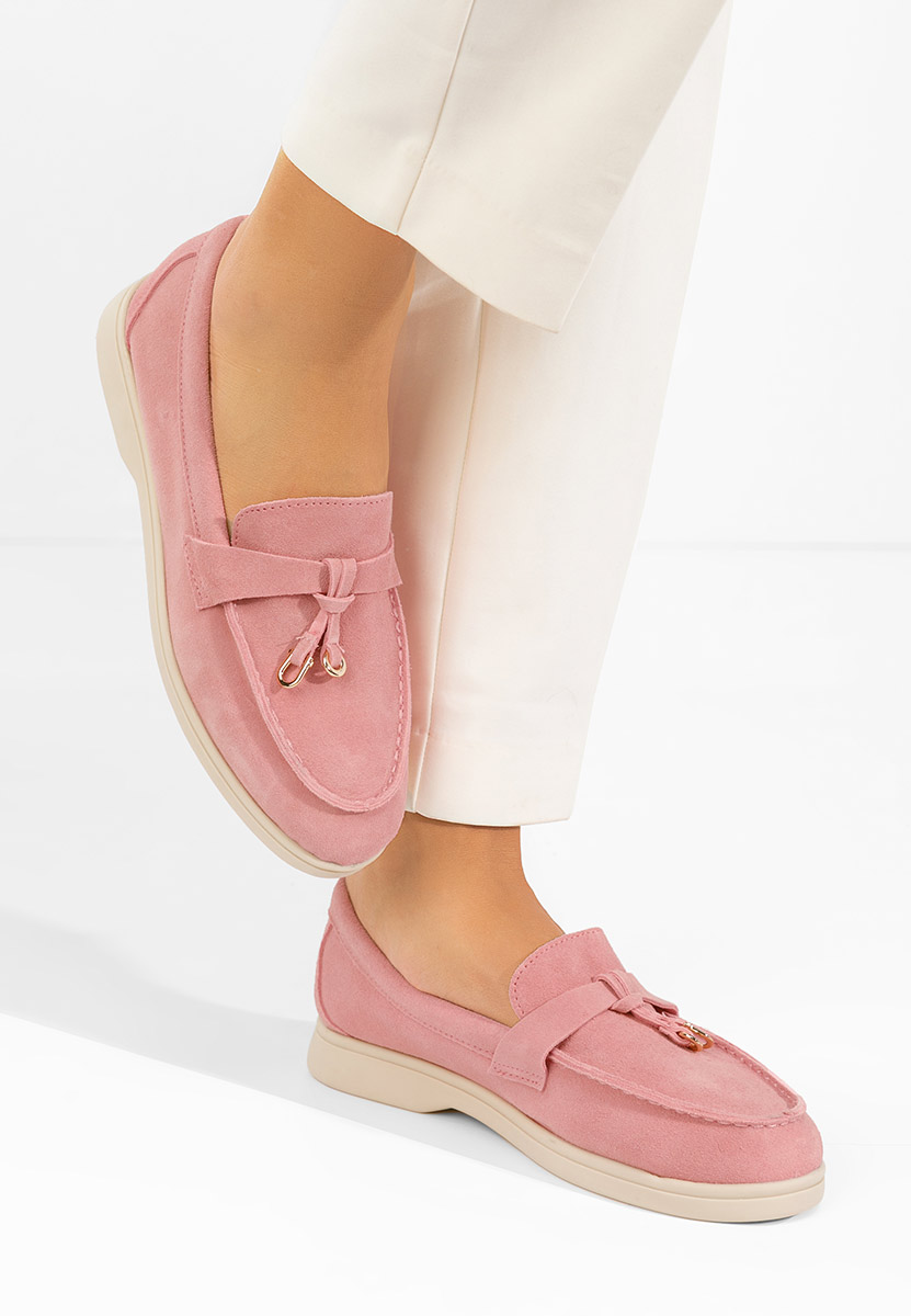Różowe mokasyny zamszowe damskie Ortansa