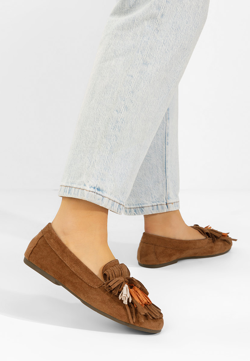 Camelowe mokasyny damskie Sedania