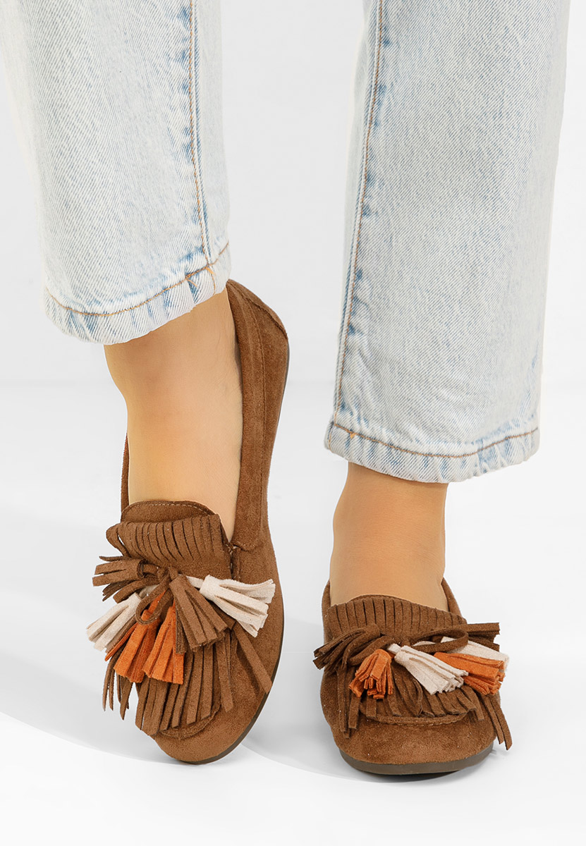 Camelowe mokasyny damskie Sedania