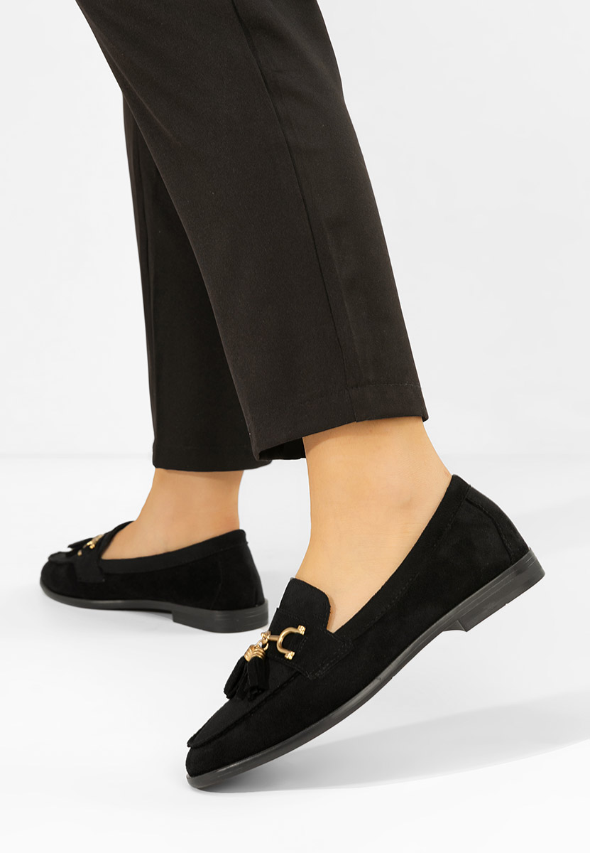 Czarne mokasyny damskie Reeia