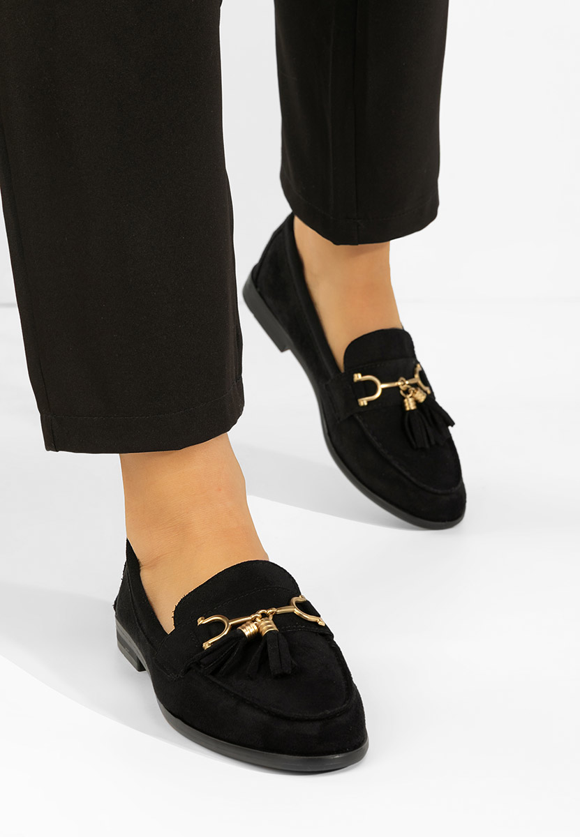 Czarne mokasyny damskie Reeia