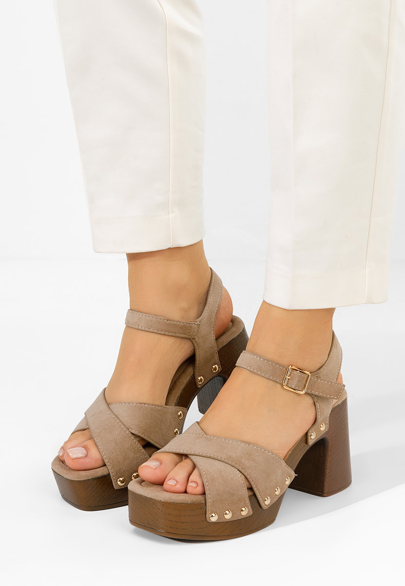 Khaki sandały na słupku Radiana