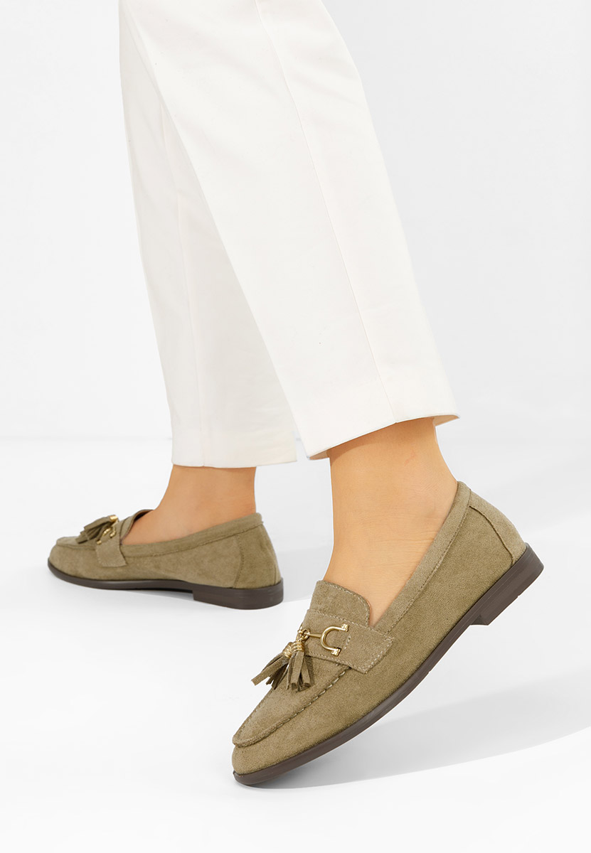 Zielone mokasyny damskie Reeia