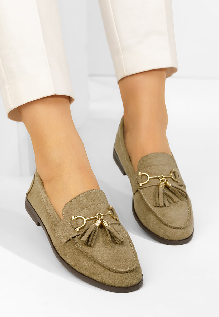 Zielone mokasyny damskie Reeia