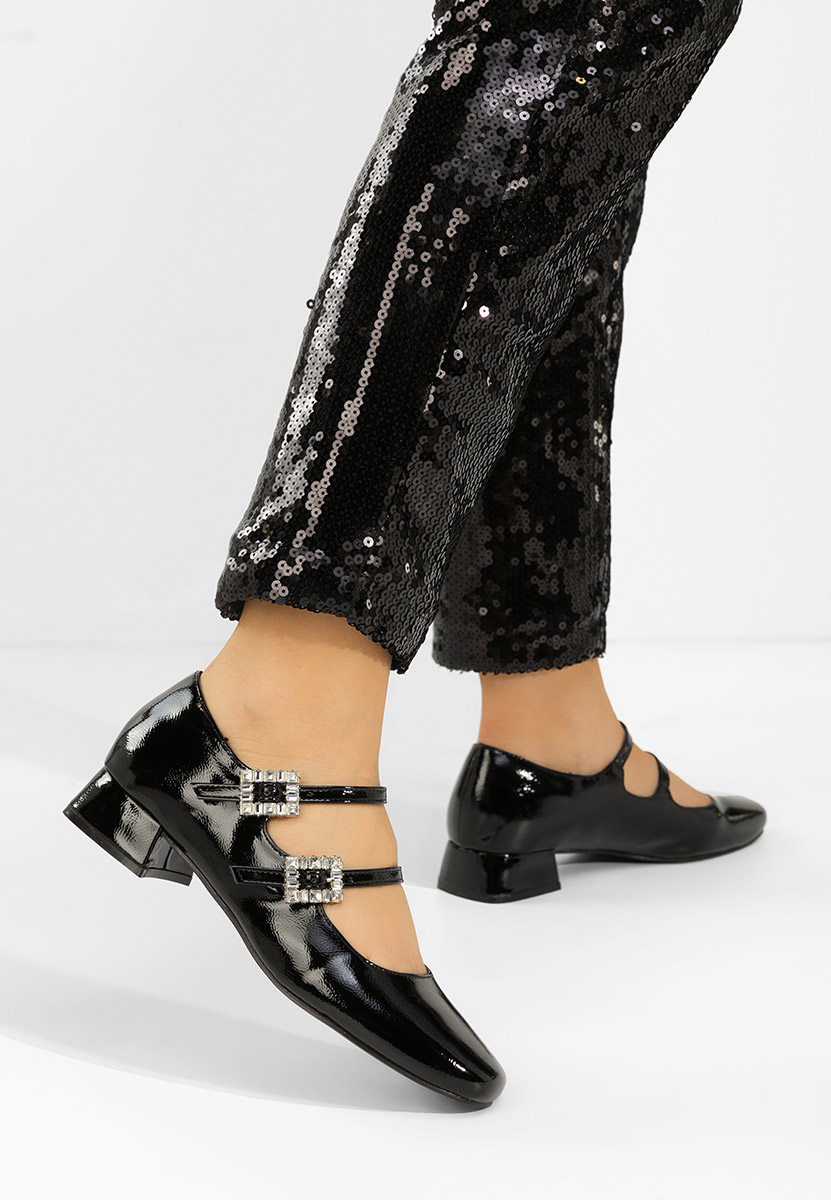 Czarne czółenka na niskim obcasie Hrida