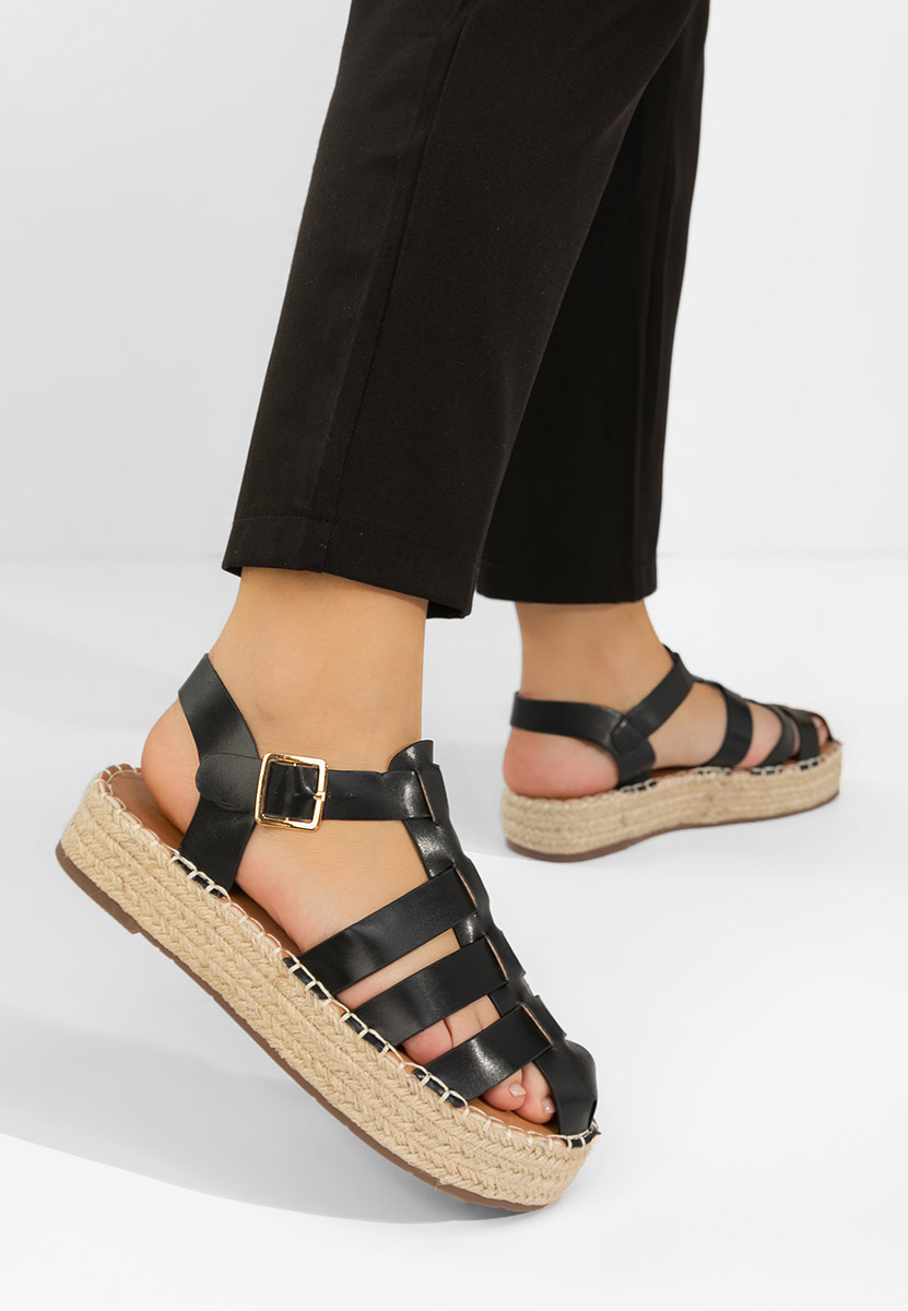 Czarne sandały na platformie Reliama