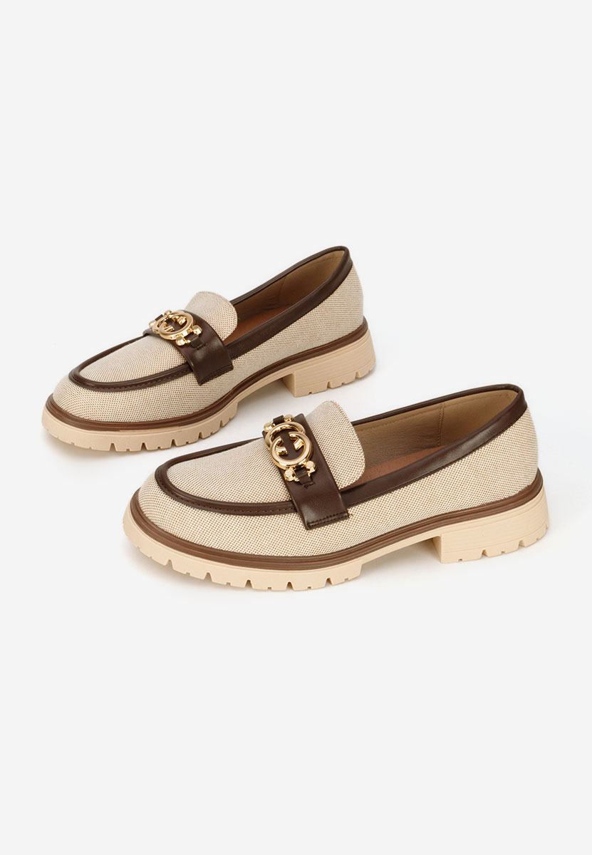 Beżowe mokasyny damskie na grubej podeszwie Lenisia