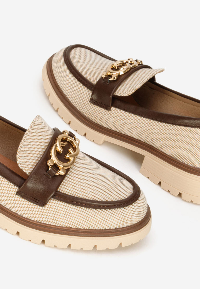 Beżowe mokasyny damskie na grubej podeszwie Lenisia