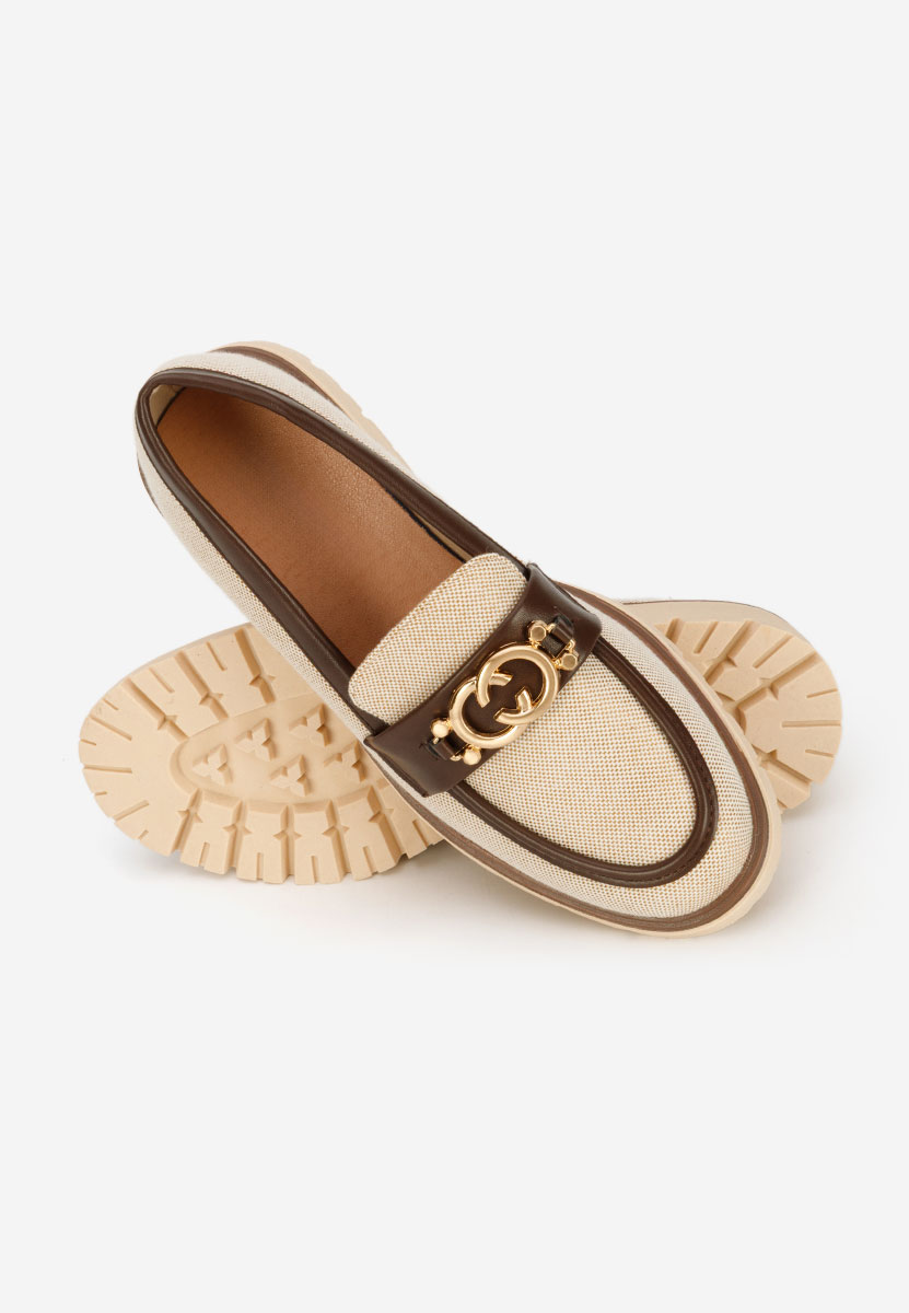 Beżowe mokasyny damskie na grubej podeszwie Lenisia