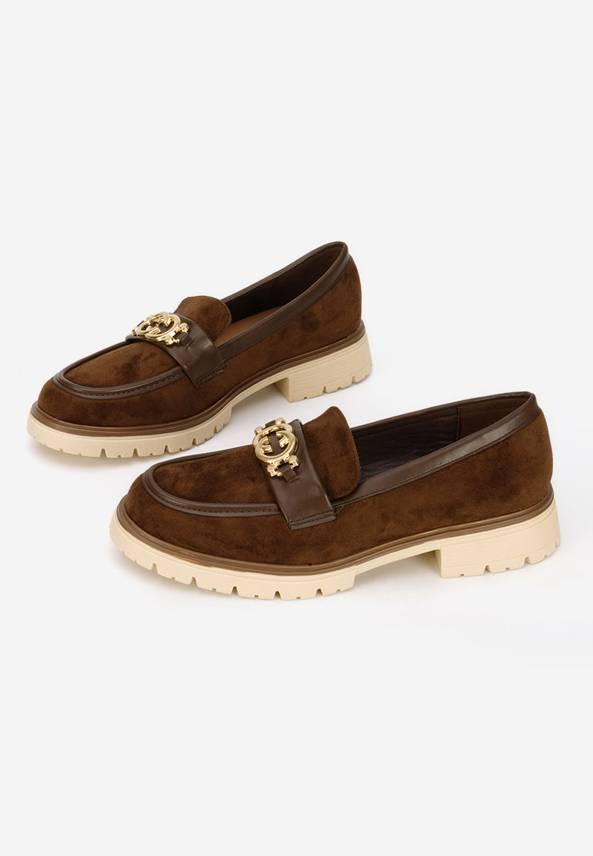 Brązowe mokasyny damskie na grubej podeszwie Lenisia