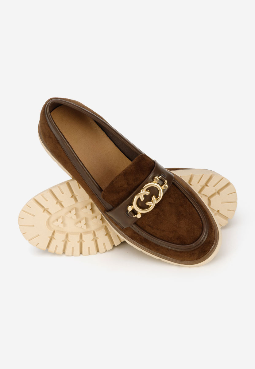 Brązowe mokasyny damskie na grubej podeszwie Lenisia