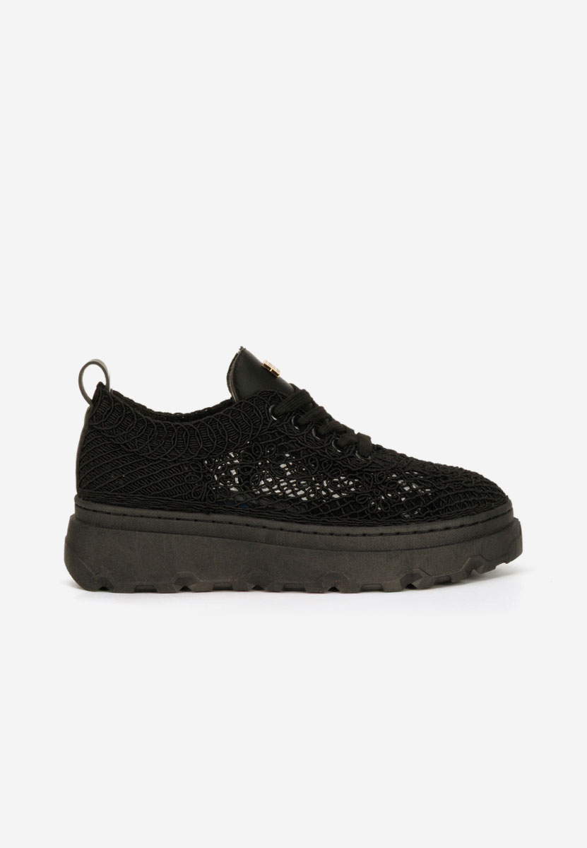 Czarne sneakersy na platformie Rossela