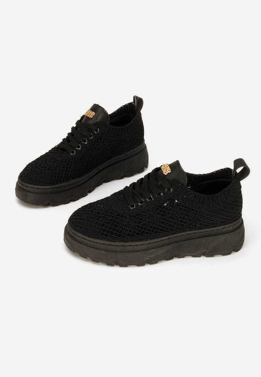 Czarne sneakersy na platformie Rossela