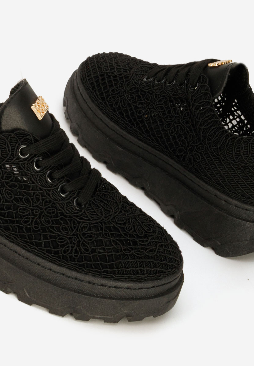 Czarne sneakersy na platformie Rossela