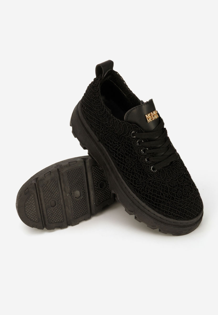 Czarne sneakersy na platformie Rossela