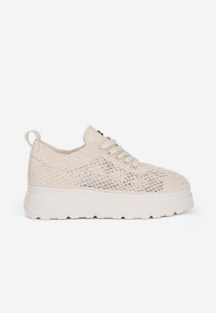 Beżowe sneakersy na platformie Rossela