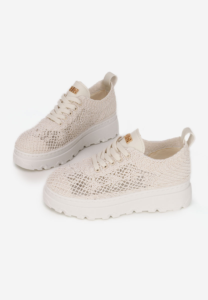 Beżowe sneakersy na platformie Rossela