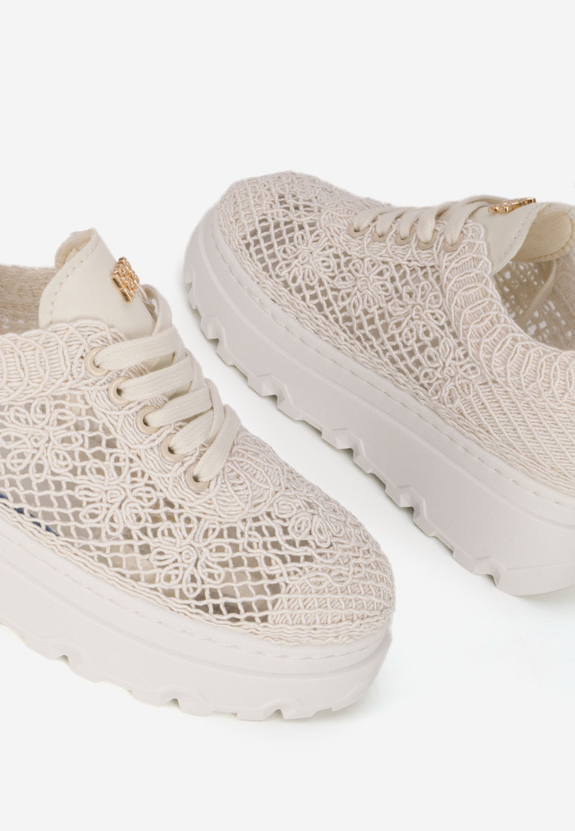 Beżowe sneakersy na platformie Rossela