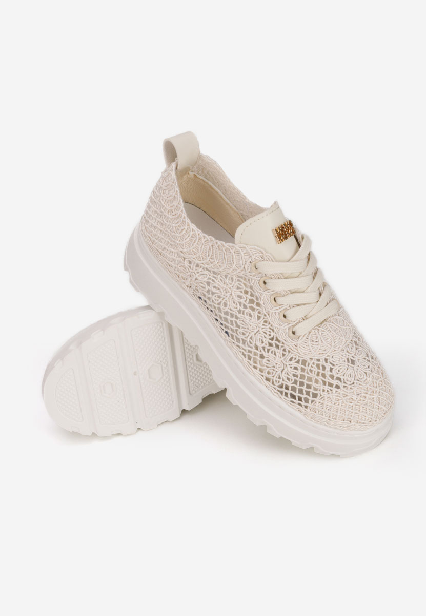 Beżowe sneakersy na platformie Rossela
