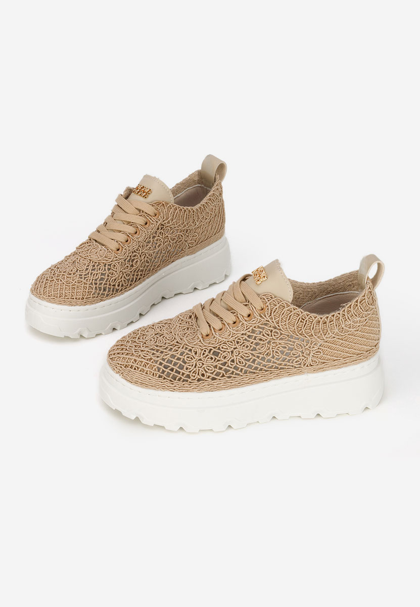 Khaki sneakersy na platformie Rossela