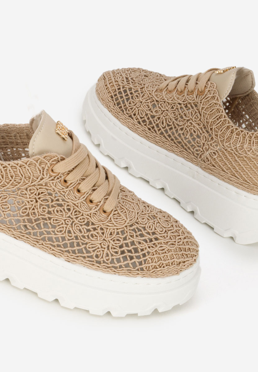 Khaki sneakersy na platformie Rossela