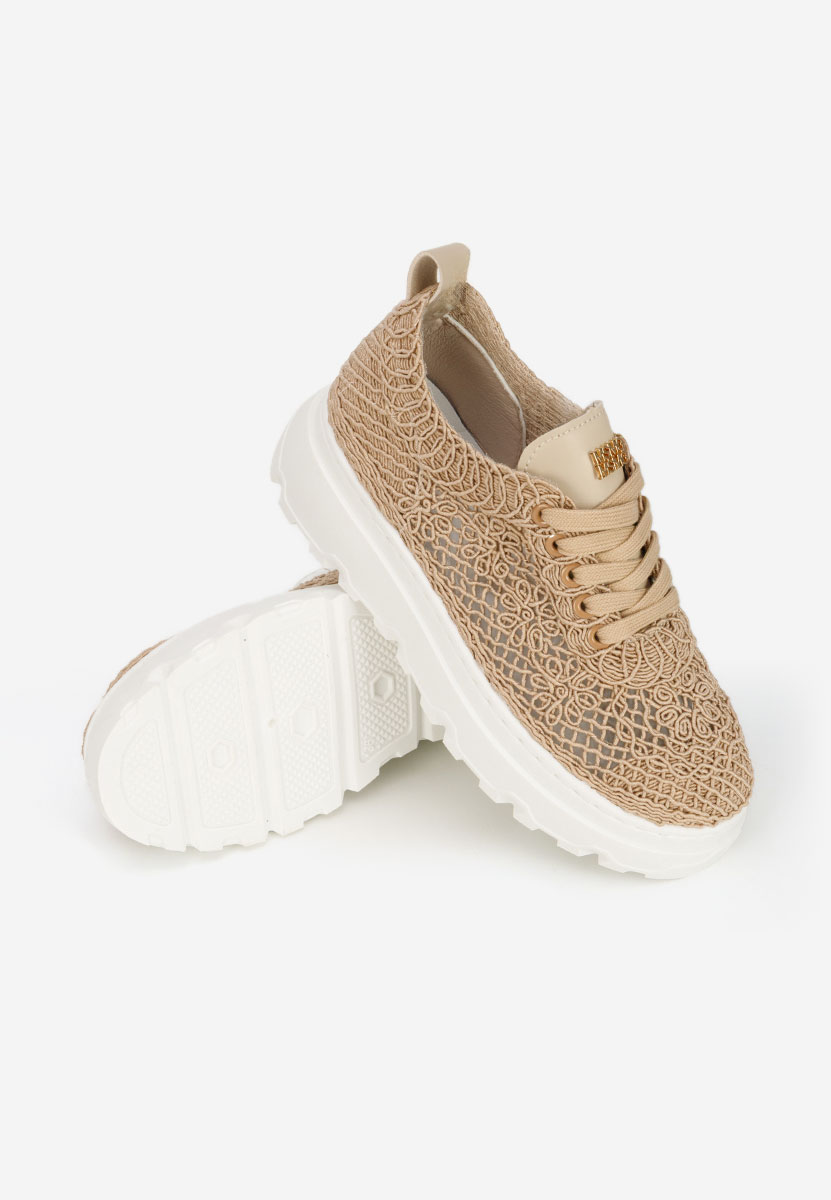 Khaki sneakersy na platformie Rossela