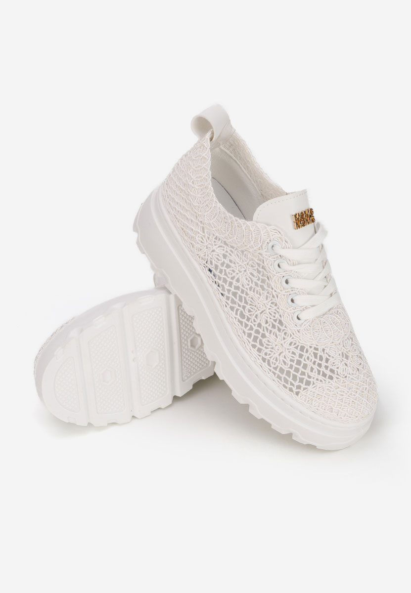 Białe sneakersy na platformie Rossela