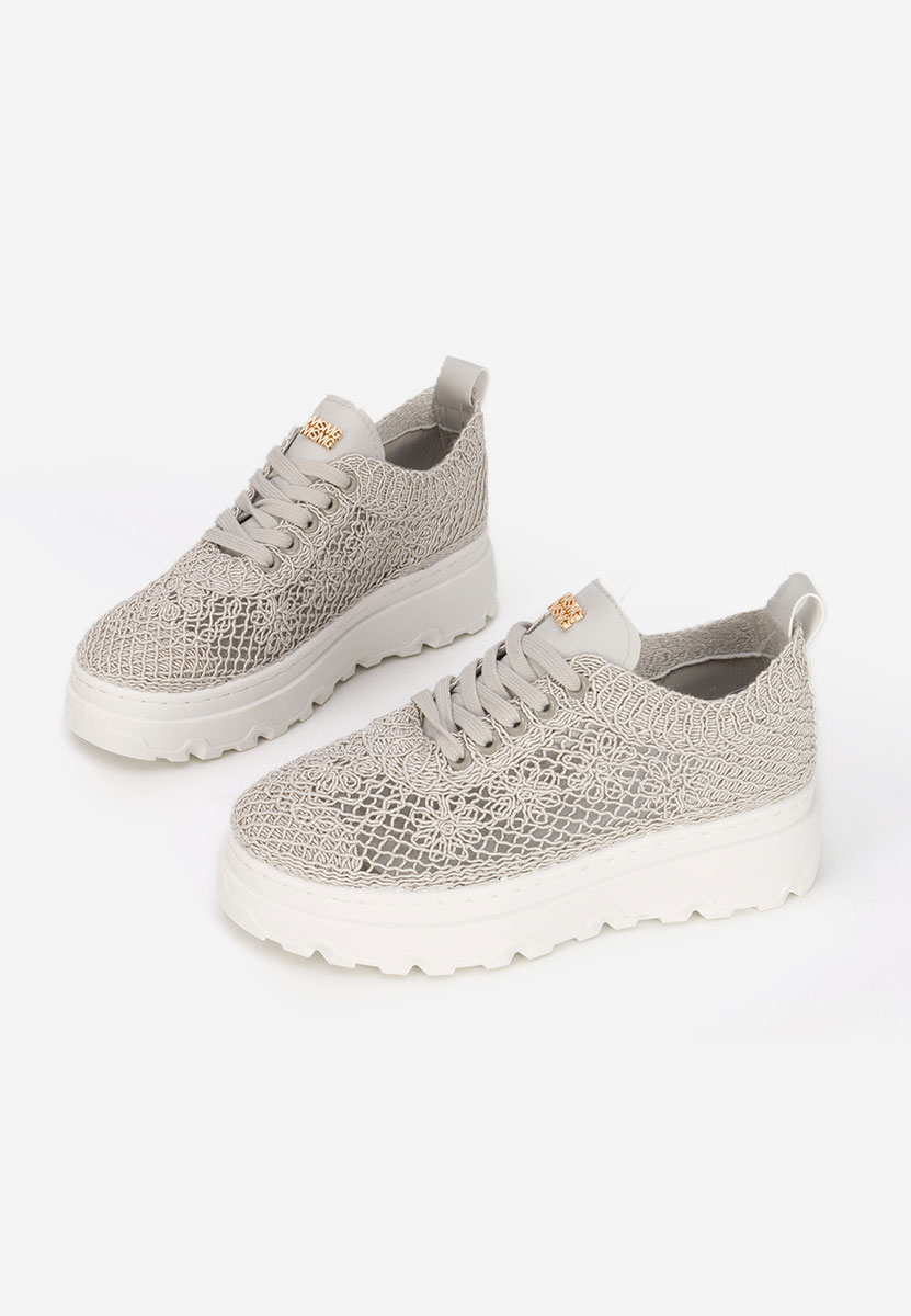 Szare sneakersy na platformie Rossela