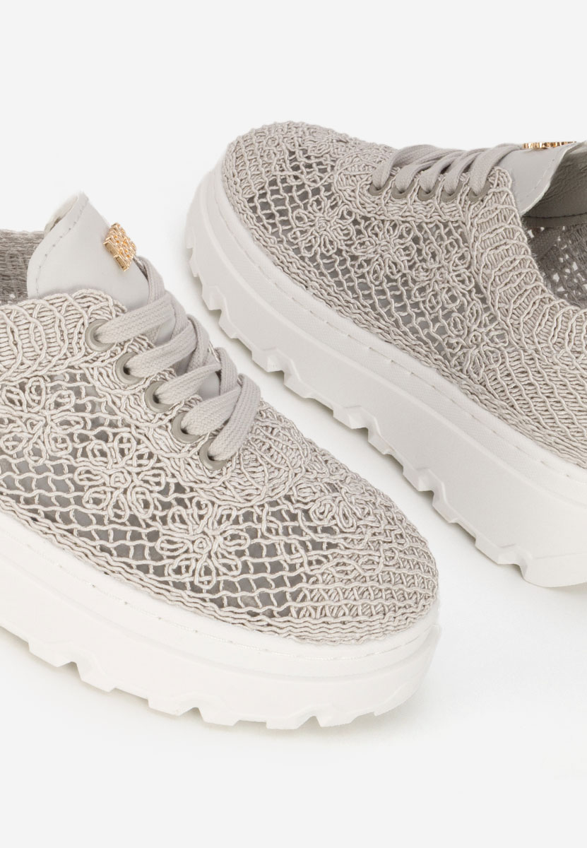 Szare sneakersy na platformie Rossela