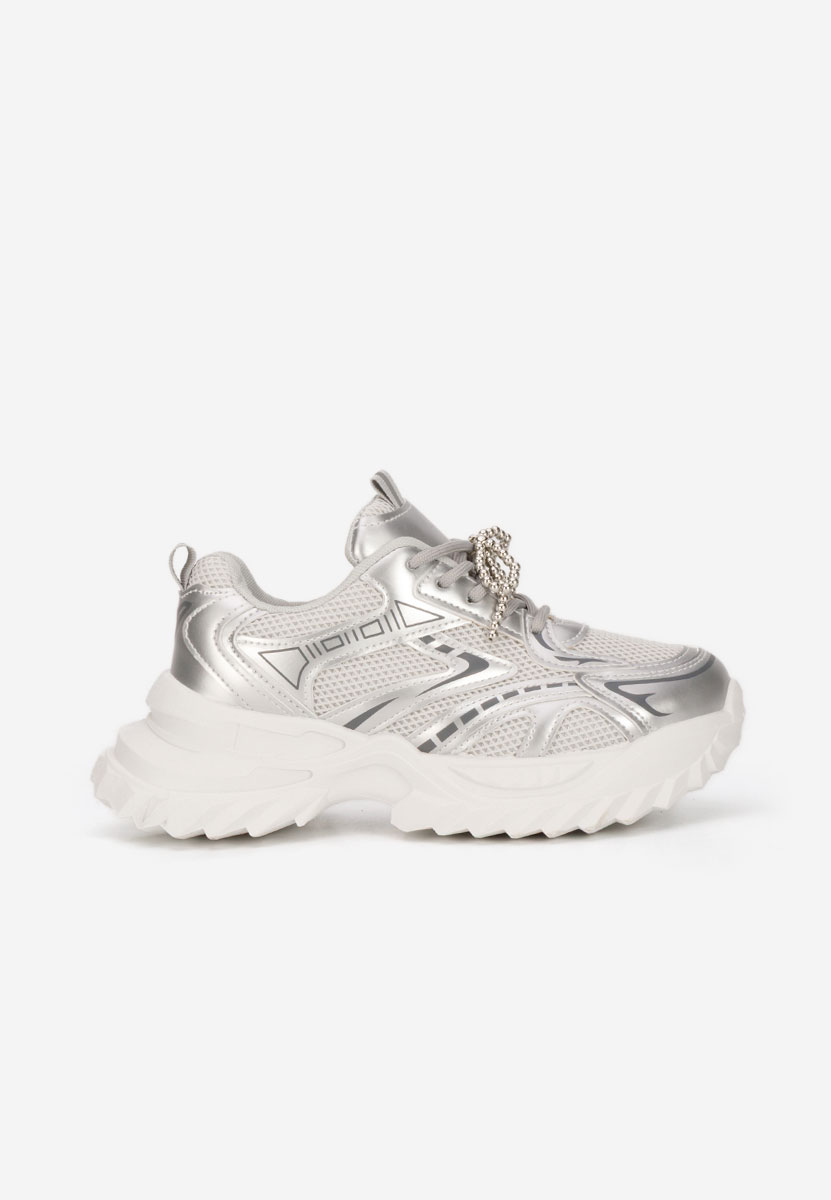 Srebrne sneakersy damskie Eudoria