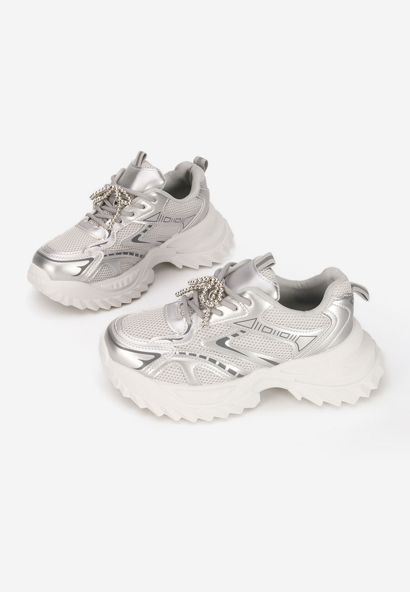 Srebrne sneakersy damskie Eudoria