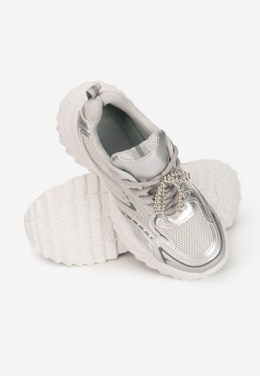 Srebrne sneakersy damskie Eudoria