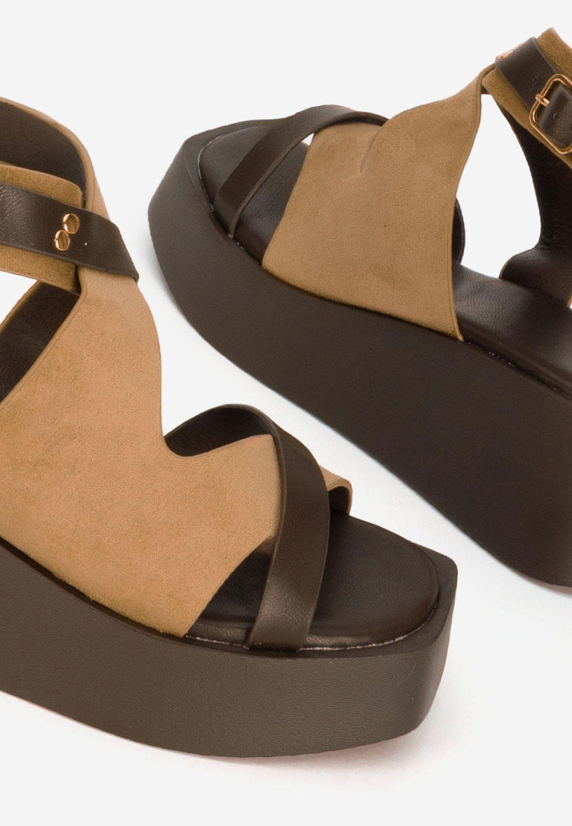 Khaki sandały na platformie Kataline