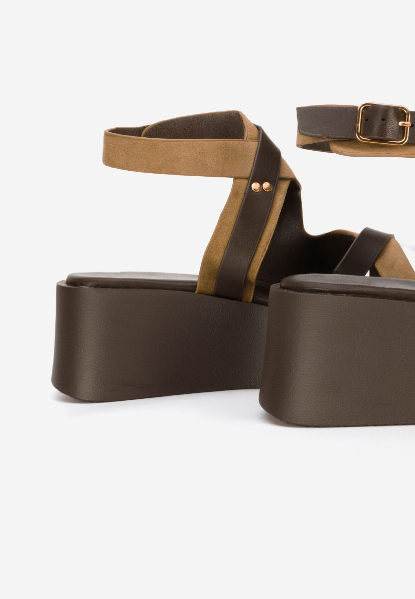 Khaki sandały na platformie Kataline