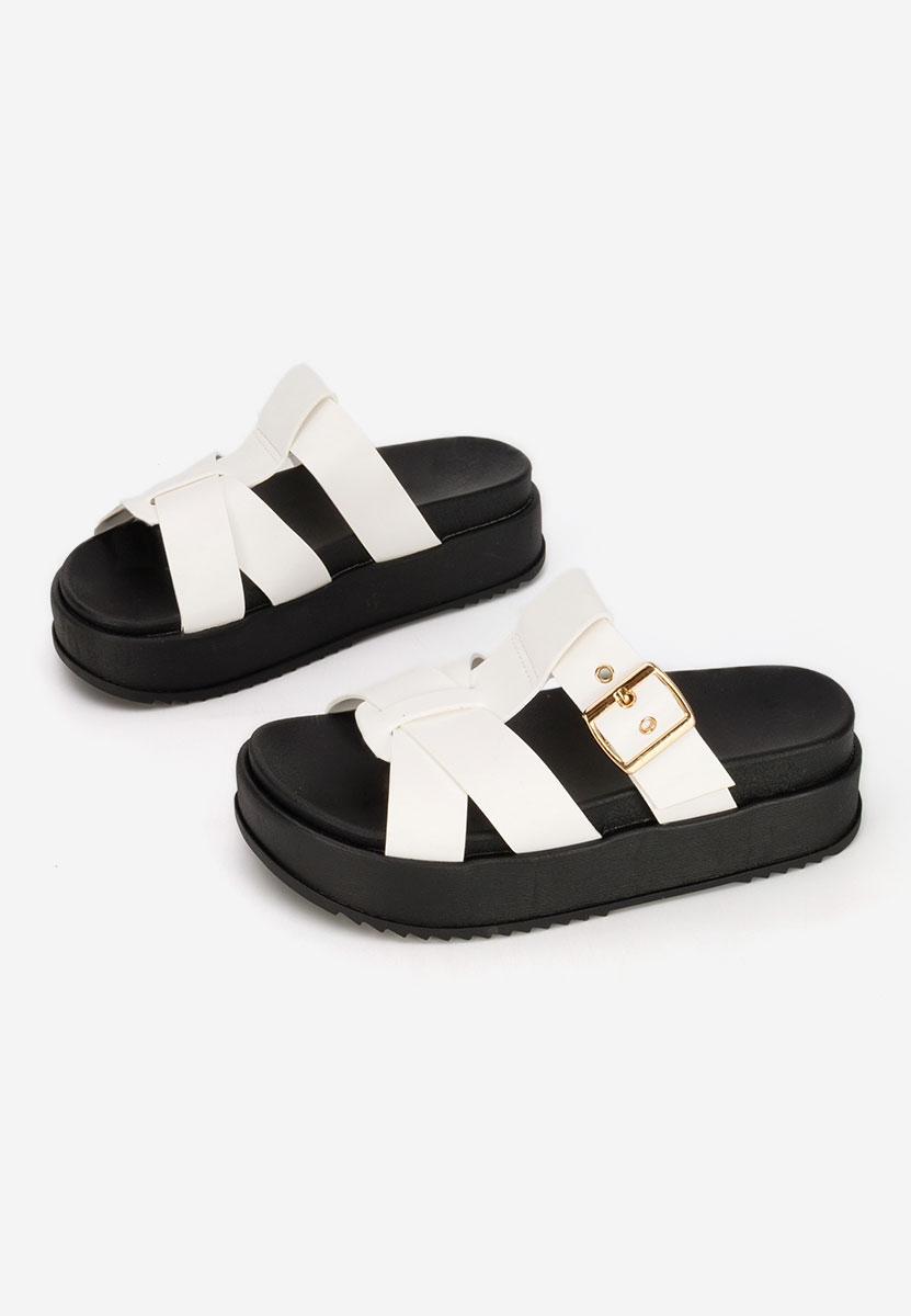 Białe klapki na platformie Inaria