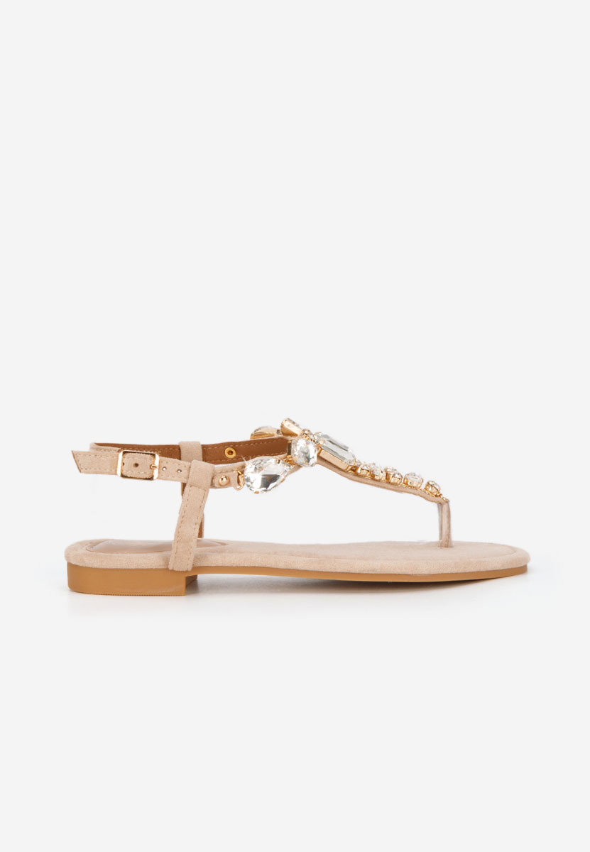 Beżowe sandały z kryształka Kristelia